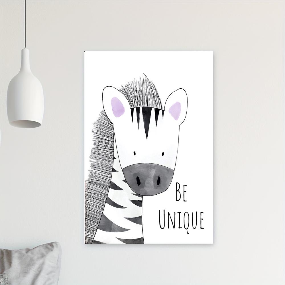 Nordic Cartoon Animal Prints for Kids' Room – Framed Canvas Wall Art