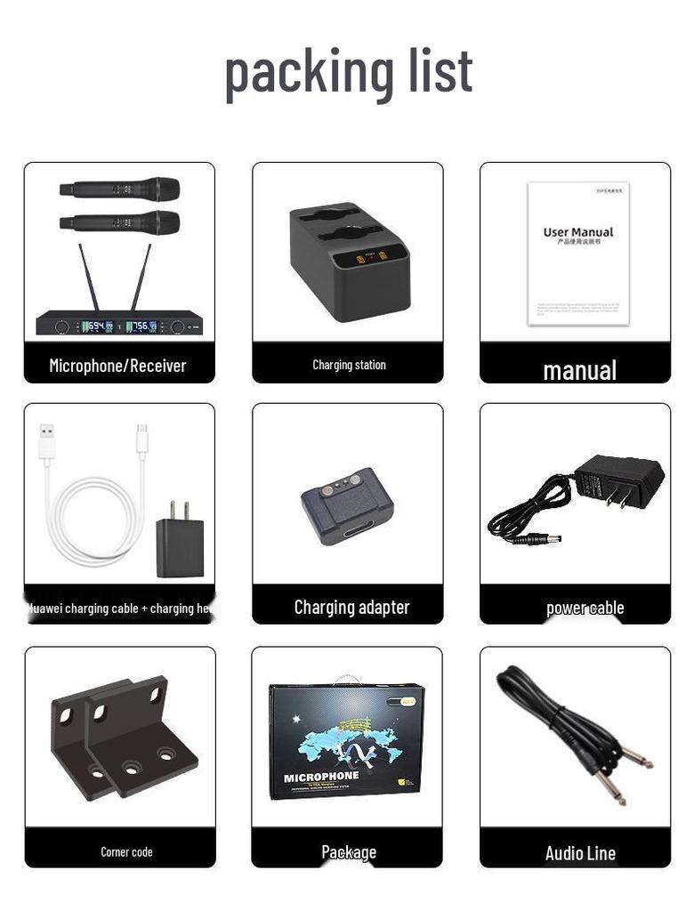 Professional Wireless Dynamic Microphone with Magnetic Charging Base
