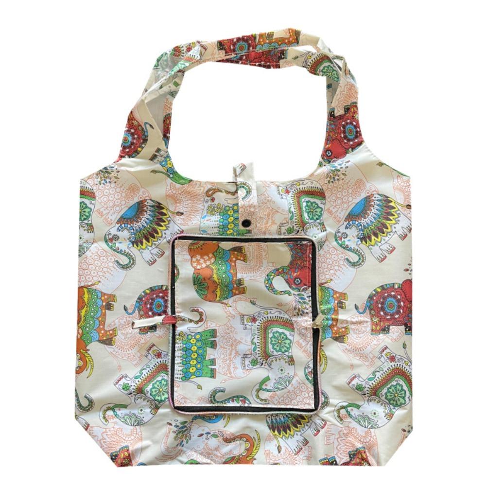 Fashion Various Prints Folding Shopping Bags Nylon Large Capacity Portable Handbag Reusable Travel Essential Shoulder Bags