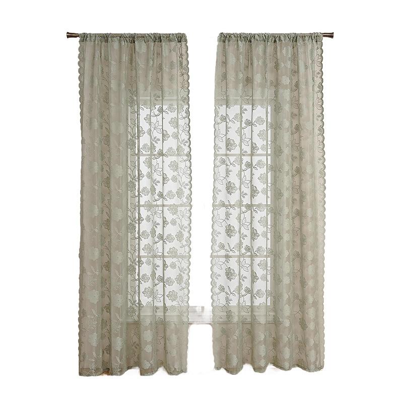 French Korean Wave Lace Gauze Curtain Living Room Bedroom Balcony Curtain Embroidery Partition Finished Curtain