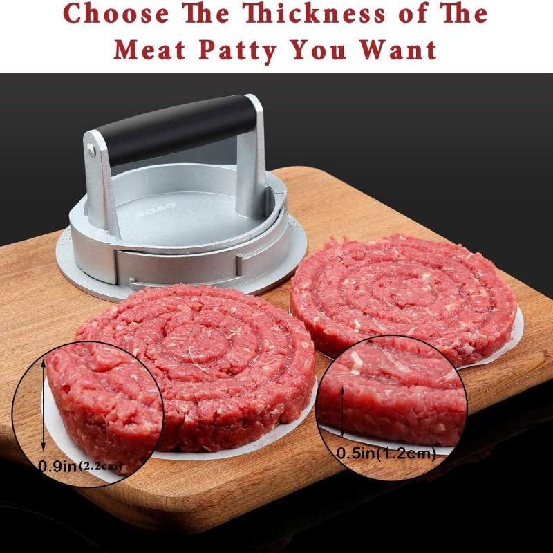 Burger Press Non-Stick Hamburger Patty Maker with Wax Paper Aluminum Burger Maker for Kitchen BBQ Grill Aluminum Burger Mold