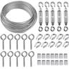 30-meter Stainless Steel Rope Hanging Kit, Wire Rope Kit, 2mm Coated Stainless Steel Rope, with M5 Rope Tensioner and Ring Hook