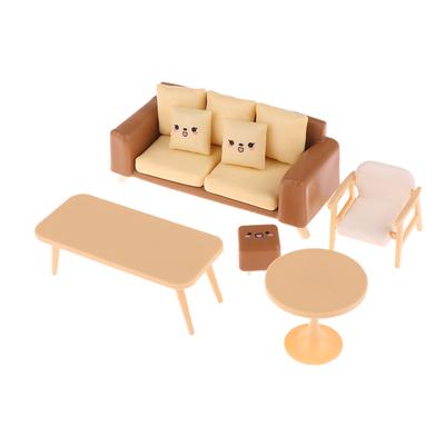 1/12 Dollhouse Mini Çay Masası Sandalye Kanepe Modeli Dollhouse Oturma Odası Dekorasyonu Bebek Evi Mobilya Aksesuarları