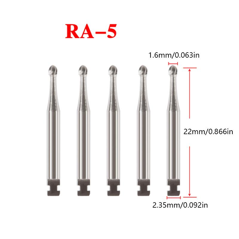 5Pcs/Box Dental Tungsten Carbide Burs Low Speed Round Ra Series For Dental Lab Or Clinic Shank Diameter 2.35Mm For Dentist
