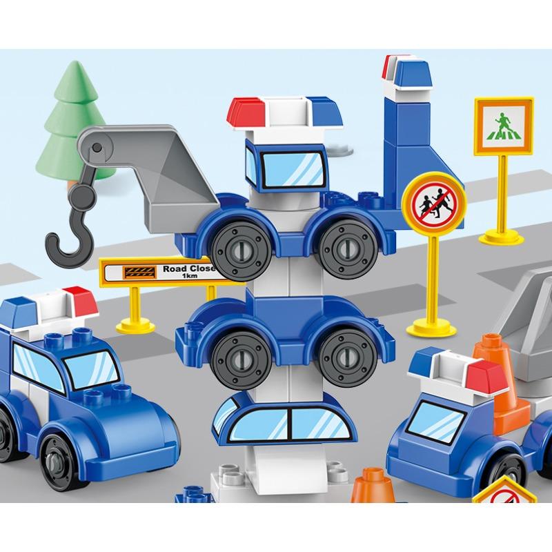 

Крупные детали деформации строительных блоков собраны головоломки совместимы 4-в-1 полицейская машина машина робот игрушка для мальчика color box