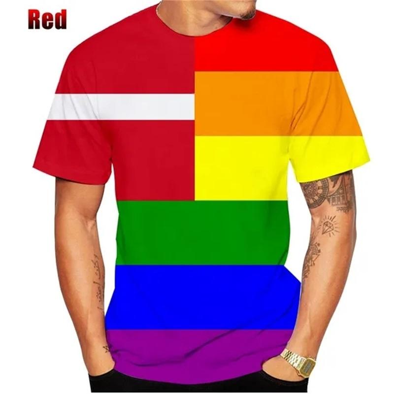 Fashion 3D Printing Rainbow Graphic T-shirts Hip-hop Streetwear Casual Round neck Short Sleeve Men's T-shirts