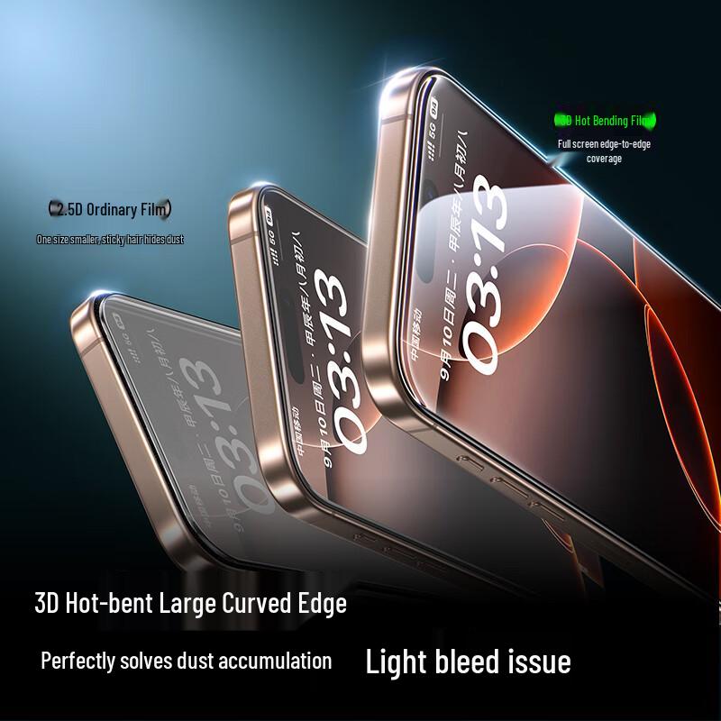 Shinego 3D Curved Tempered Glass Screen Protector with Dust-Free Application Kit