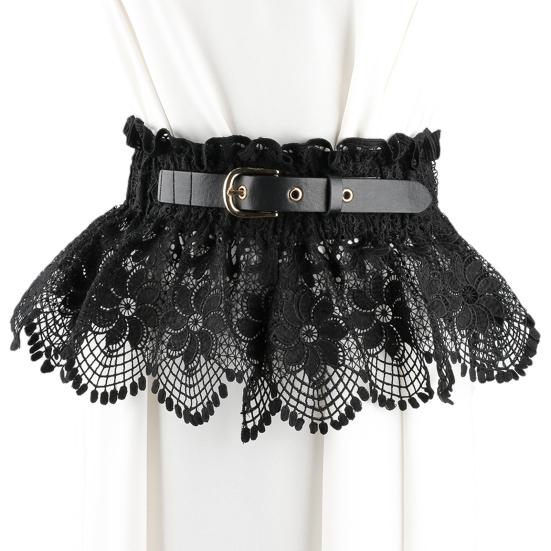 Ceinture de fête pour femmes, vêtements à nouer, cerceaux métalliques assortis, large ceinture en dentelle pour fête de mariage, sangle décorative de taille