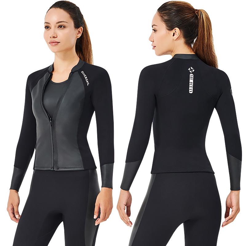 2MM Wetsuit Set: Split Long Sleeve Top & Diving Pants for Cold Protection, Snorkeling, Sailing & Surfing