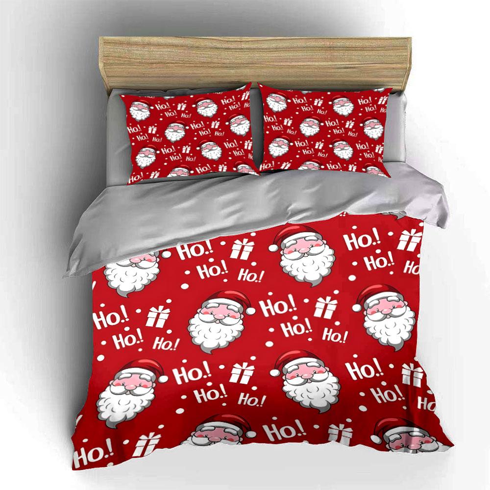 Red Santa Pattern Bedding Set Bedding Duvet Cover Set Duvet Cover Pillowcases (1 * Duvet Cover 2 * Pillowcases, without duvet insert)