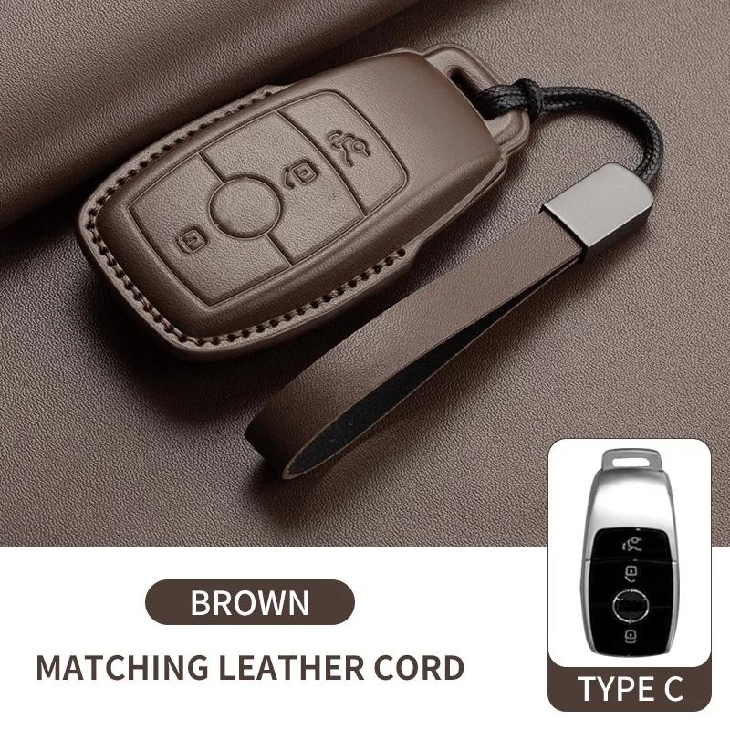 Leather Car Key Case Cover For Mercedes Benz E C G M R S Class W204 W212 W176 GLC CLA GLA AMG 2025 Key Shell Car Accessories