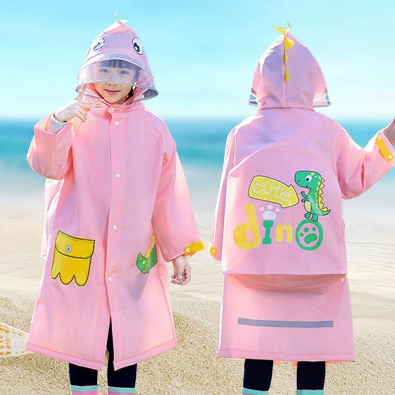 Cartoon Kids Primary School Student Schoolbag Raincoat Poncho Single Cartoon Big BRIM Anti-Blue Pink Raincoat Raincoat