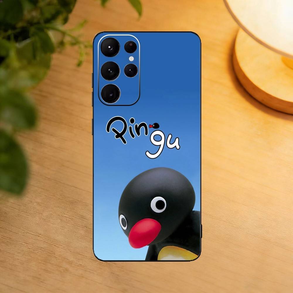 Cartoon Kaiserpinguin Pingu Handyhülle für Samsung S25,24,21,22,23,30,Ultra,20,Plus,Fe,Lite,Note Weiche Schwarze Hülle