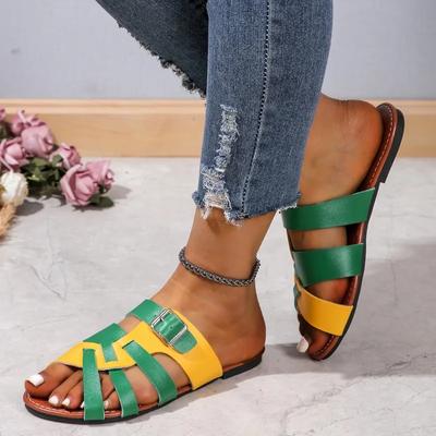 Mode 2024 Damenschuhe Heißer Verkauf Große Größe Damen Hausschuhe Klassiker Moderne Hausschuhe Damen Gemischte Farben Schnalle Runde Zehen Flache Sandalen