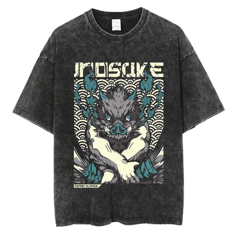 Demon Slayer Inosuke Cosplay Anime Manga T-Shirt Tee Undershirt Cotton L