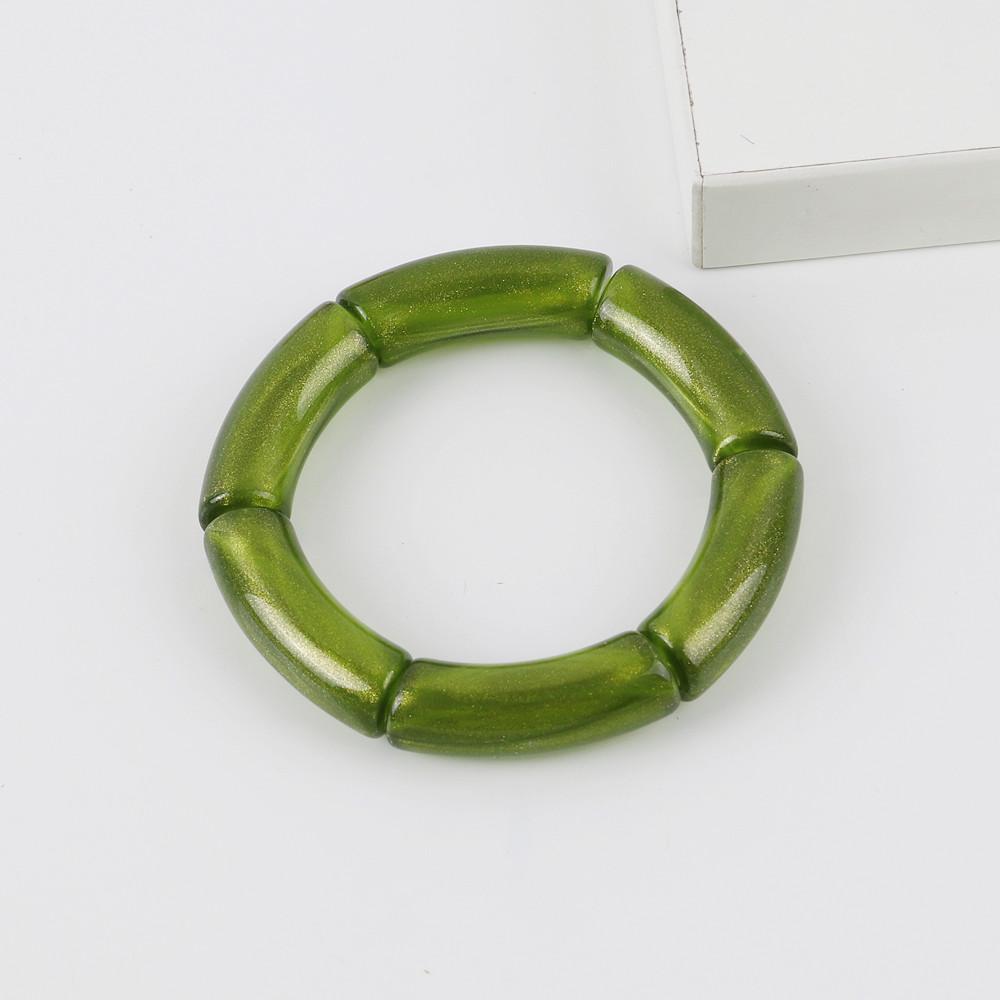 Retro Acrylic Chunky Bamboo Curved Tube Bracelets for Women Boho Mixed Color Resin Stretchy Stack Bangles Trendy Jewelry Gifts