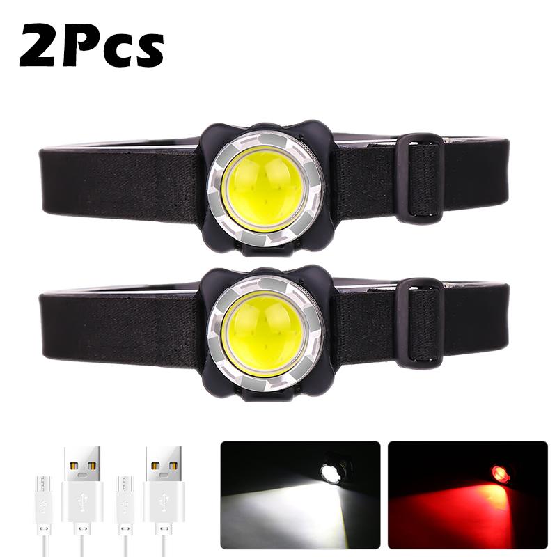 COBLED Headlight Built-in 1200mah Battery USB Rechargeable Outdoor Portable Torch Headlamp Waterproof Fishing Camping Light