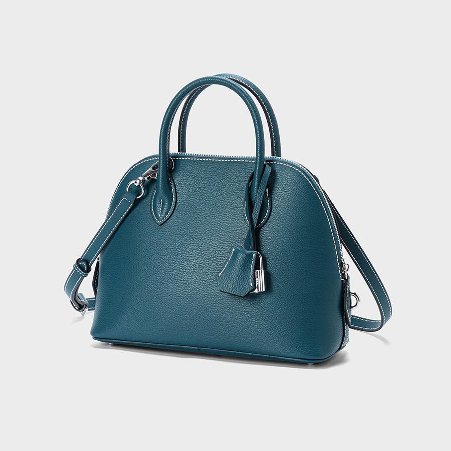 Leather shell bag women's new spring and summer light luxury high-end niche tote bag crossbody bowling bag