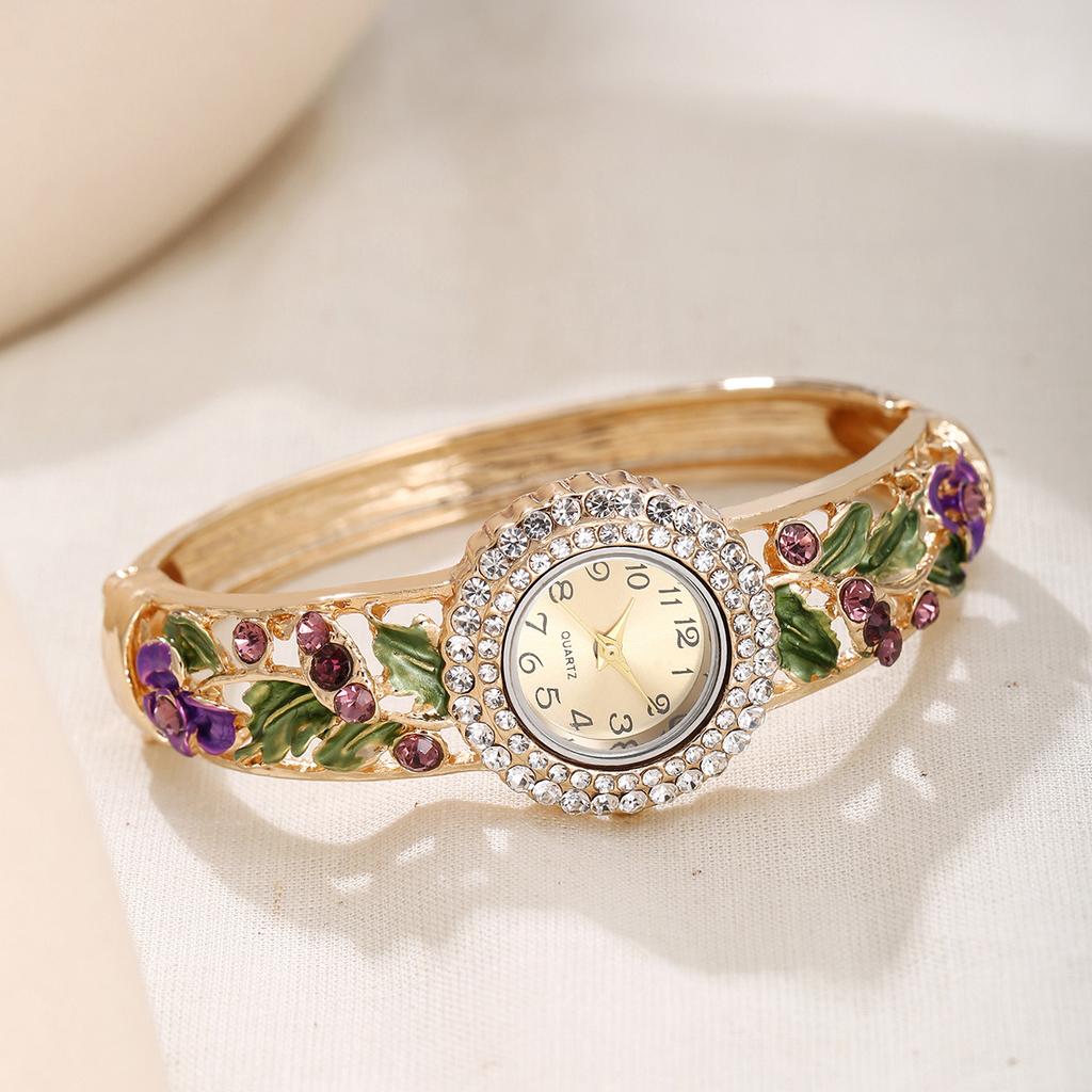 Women's Watch Rhinestone Decorative Leaf Bracelet Quartz Wristwatch