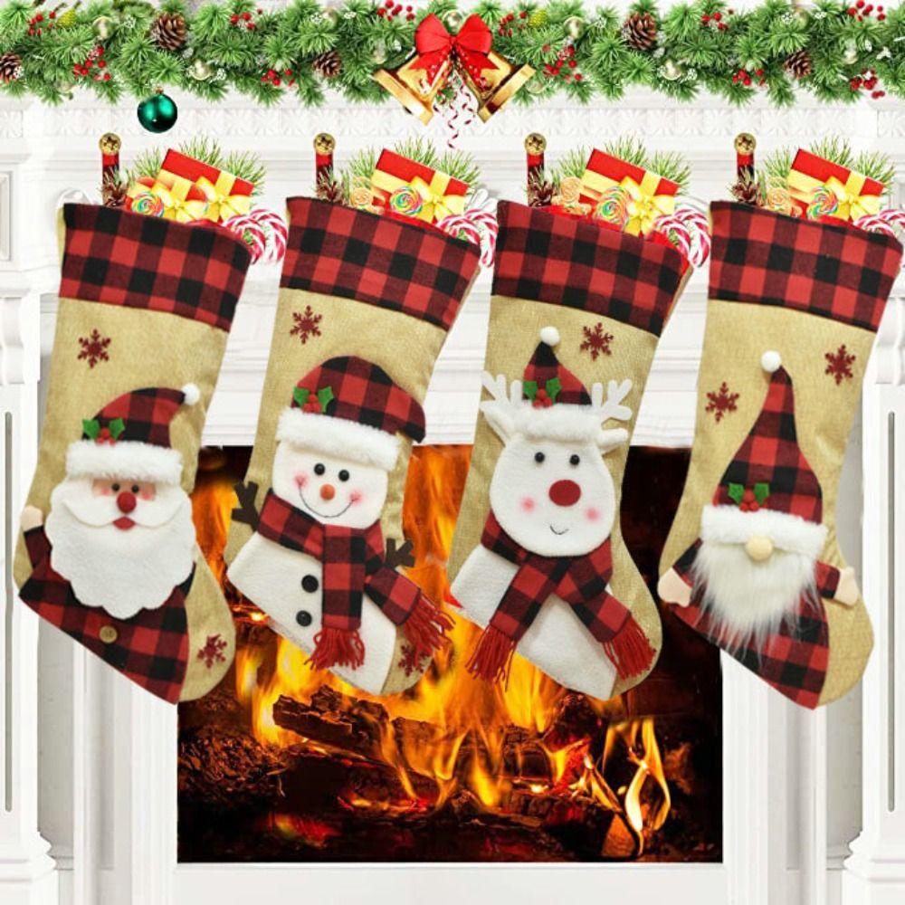 Hanging Christmas Gift Socks Large Size Xmas Gift Bag Navidad Christmas Stocking  Christmas Decor