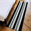 Nordic Style Black & White Striped Non-Slip Bedroom Rug - Wear-Resistant Long Floor Mat for Living Room