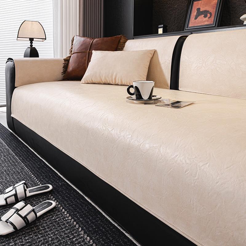 

Leather Sofa Cushion Light Luxury Style Non-slip Leather Sofa Seat Cushion Waterproof Urine Barrier Four-season Sofa Towel 70*70cm бежевый