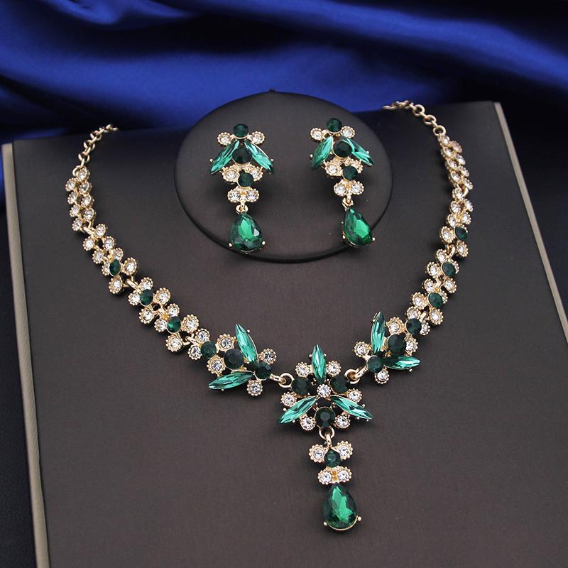 Purple Crystal Bridal Jewelry Sets Women Tiaras Bride Necklace Earrings for Wedding Crown Jewelry Set Prom