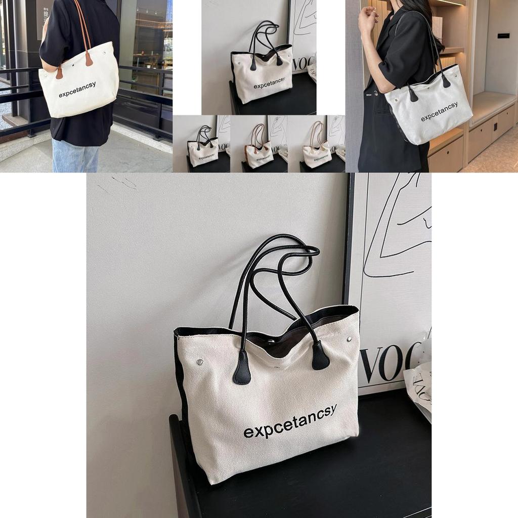 Trendy Large Capacity Canvas Tote Bag For Women Fashionable Crossbody Handbag