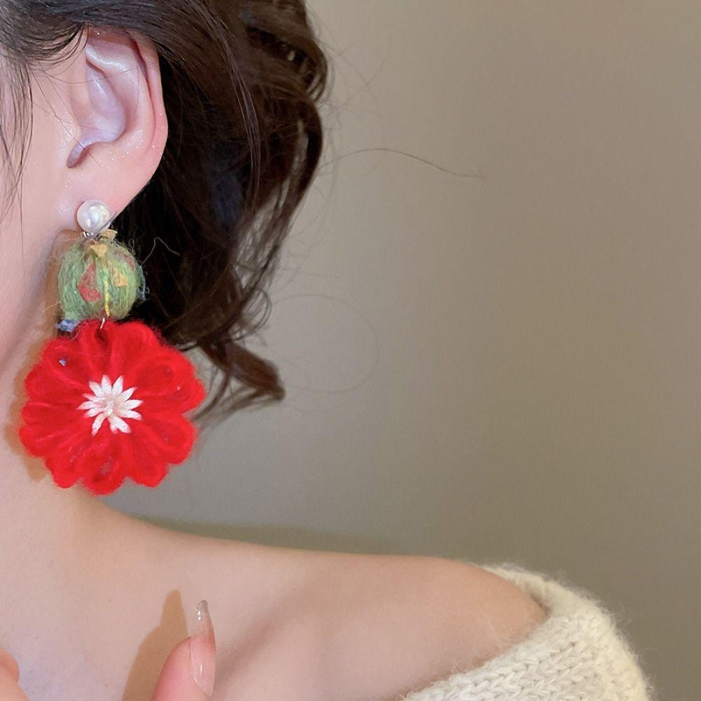 Cute Flower Crochet Earrings Temperament Bohemia Dangle Earrings Daisy Flower Earrings Daily