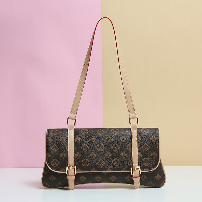 Spring and summer new women's bags, high-end playing card printed armpit bags, retro contrasting color chains, shoulder messenger bags.