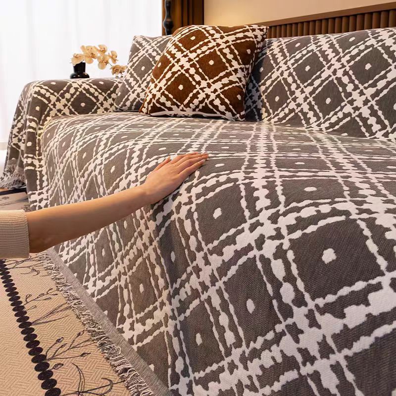 Vintage Thicken Chenille Sofa Cover Sofa Blanket Simple Cushion Ins Wind Sand Hair Towel Fashion Lunch Blanket Sofa Towel