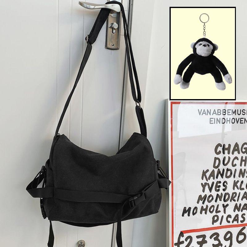 Canvas messenger bag boys trendy brand large capacity ins Japanese versatile retro backpack simple casual men