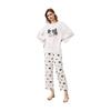 Rose Halcyon Pajamas, Women's, Room Wear, Sleepwear, Loungewear, Loose, 2-piece Set, Long Sleeve, Round Collar, Pants, Cotton, Cat, Cute, Simple,
