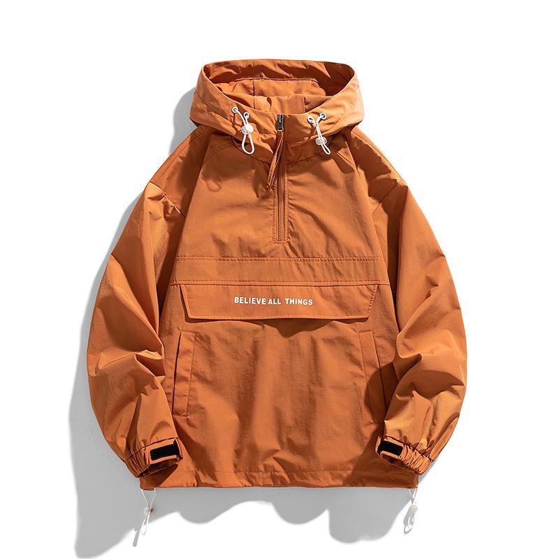 Suspense Jacket Spring and Autumn New Loose and Handsome Outdoor Windproof Semi-zipper Hooded Jacket