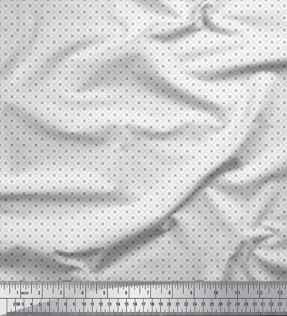 Soimoi Japan Crepe Satin Fabric Check Shirting Print Fabric by Metre 42 Inch