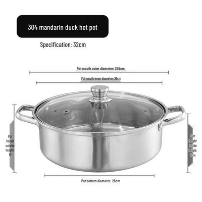 32CM Two-Flavor Stainless Steel Hotpot Pot