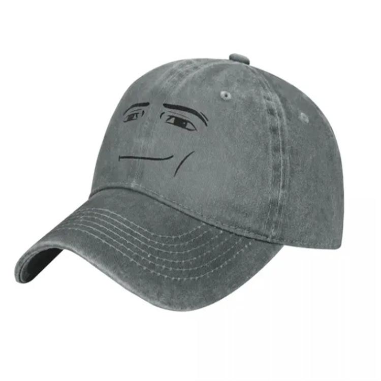 Personality funny smiley face print old washed baseball cap outdoor shading casual cap sun hat
