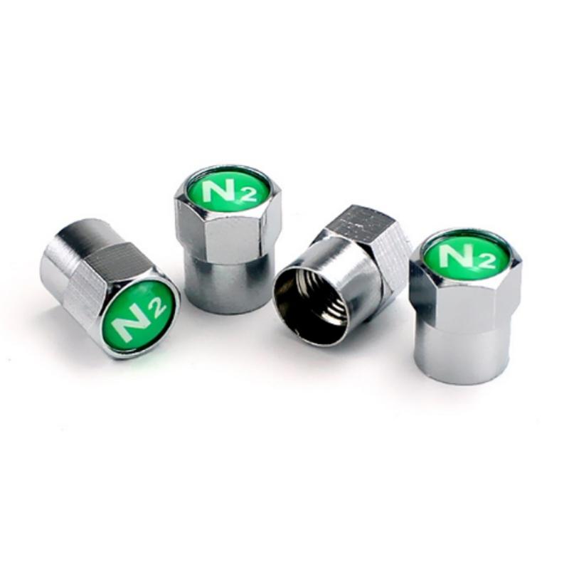 4X New N2 Car General Tire Cap Nitrogen Green Copper Tire Stem Valve Caps Covers  Auto Accessories Tire Wheel Rim Dust Cover