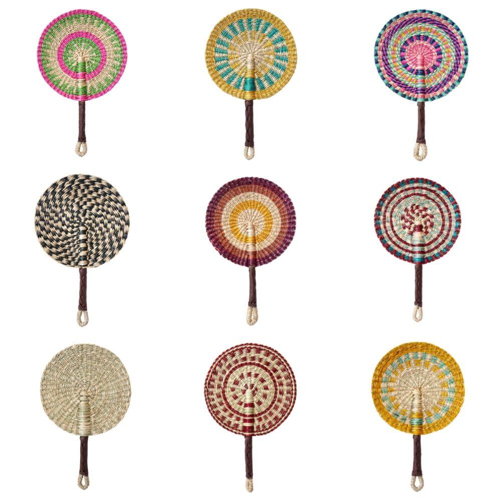 Vintage Hand Braided Fan Bohemian Cattail Fan Gift Decorative Handheld Fans  Beach