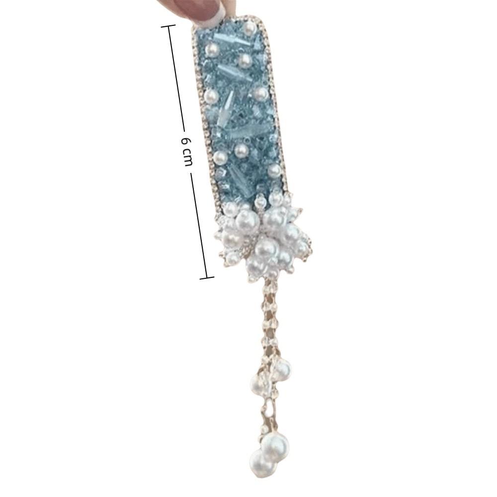 Exquisite Pearl Tassel Hair Clip Crystal Chinese Style Side Bangs Clip Women's Headdress for Special Occasions