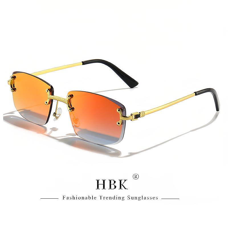 Occhiali da Sole HBK Senza Montatura Quadrati Donna Retro Metallo Occhiali da Sole Uomo Lusso Festa Business Lenti Sfumate Stile Estate 2024