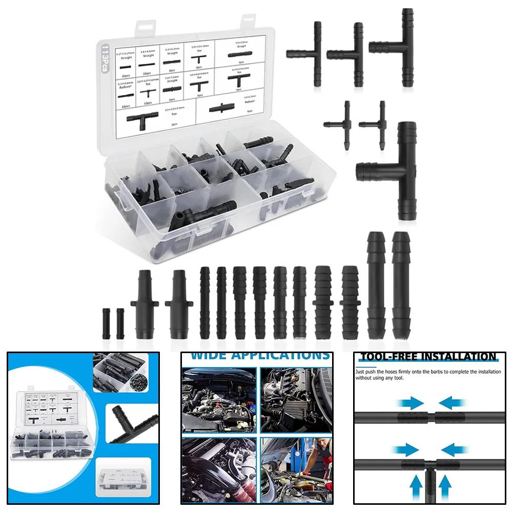Automotive Vacuum Hose Fitting Wide Compatibility 113 Pieces/set 12-sizes 3-Way T-Shaped Accessories High Quality