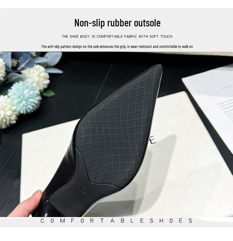 2025 Spring/Autumn Lambskin Commuting Pointed-Toe Low-Cut Women's Versatile Professional Fashion Heels