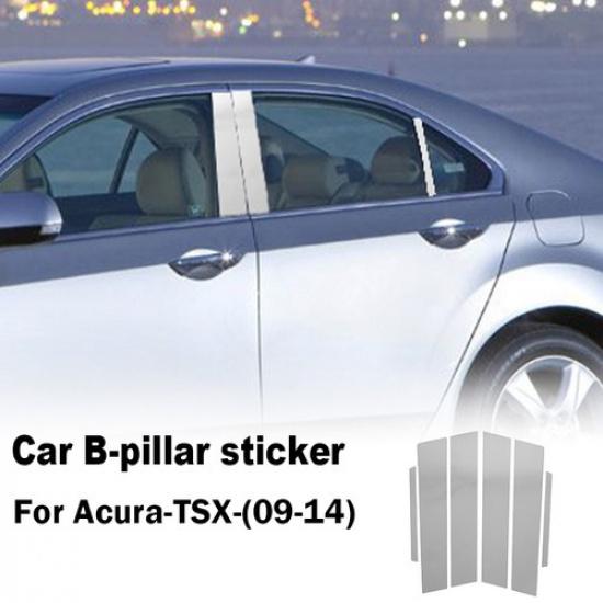 6pcs Chrome Door Pillar Posts 4PCS Window Cover Trim For Acura TSX 2009-2014 .