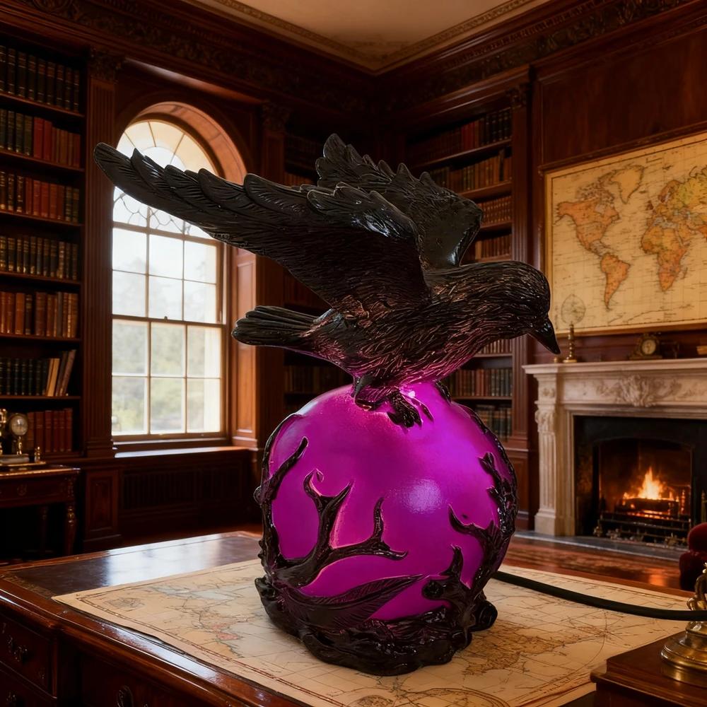 High-Quality Gothic High-Quality Raven High-Quality Led High-Quality Lamp Hand-Crafted High-Quality Sculpture High-Quality On High-Quality Purple