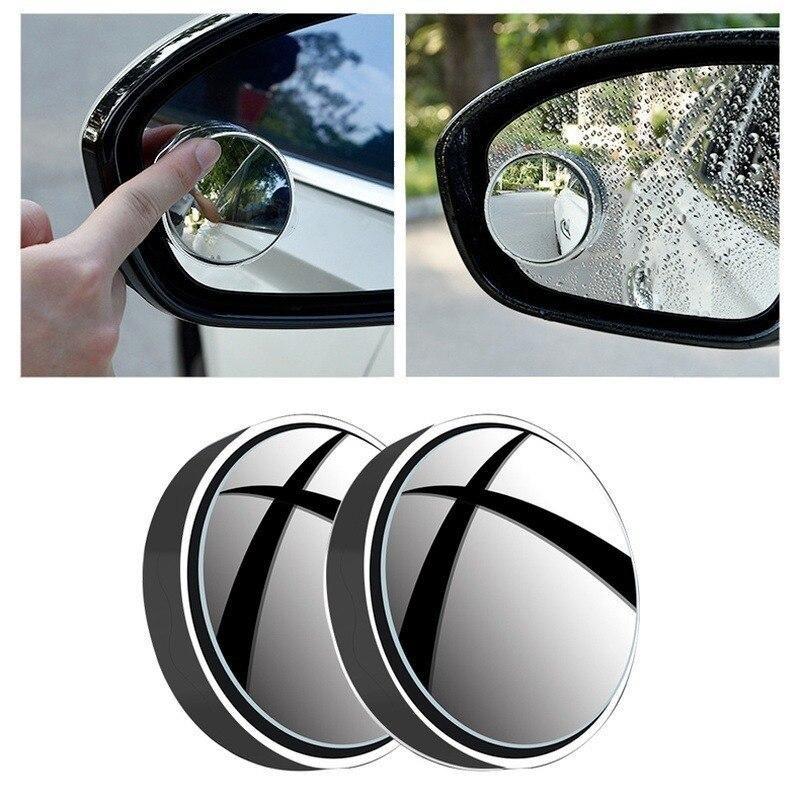 New 2pcs Convex Mounted Auxiliary Rear-view Mirror 360 Degree Rotation Wide-angle Round Frame Blind Spot Rear-view Mirror