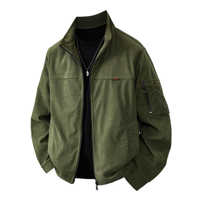 Corduroy Jacket Men's Jacket Autumn and Winter New Stand-up Collar Men's Clothing Casual Loose Trend Clothes