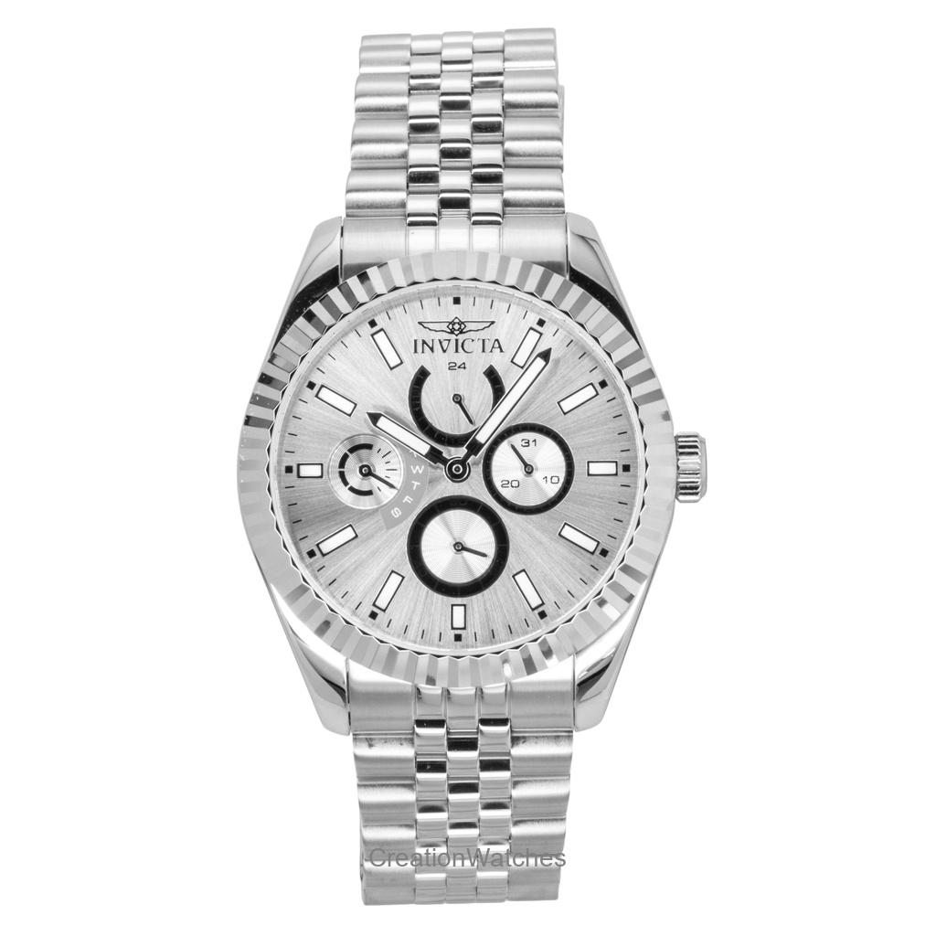 Мужские часы Invicta Specialty GMT из нержавеющей стали с серебристым циферблатом, кварцевые, 49534 серебряный