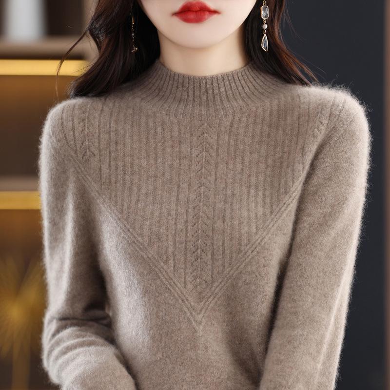 Women's 2023 New Fashion Wool Sweater - Spring & Autumn Solid Color Loose Knitwear