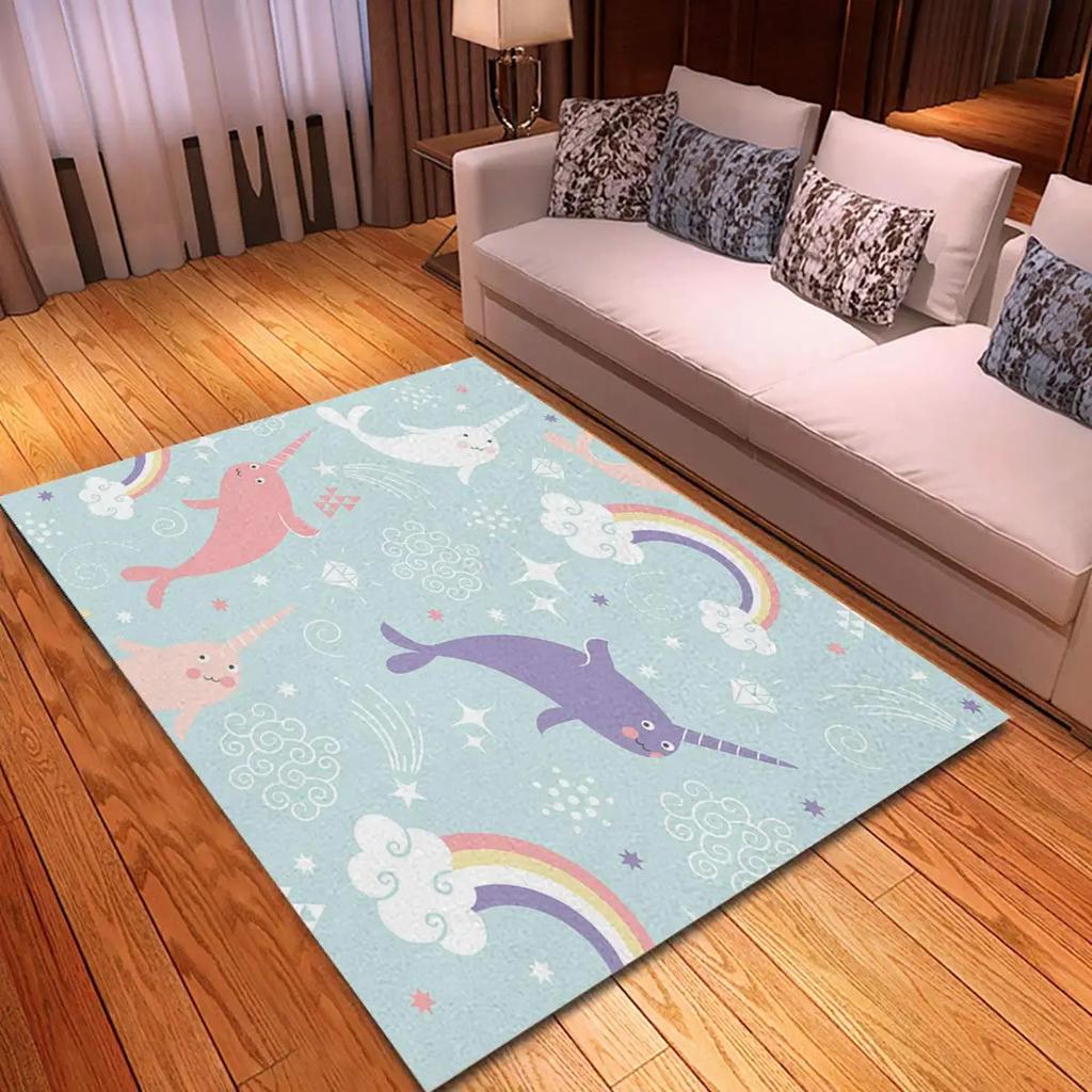 Cartoon Niedliches Einhorn Bereichsteppich Rosa Rose Glänzender Teppich Fantasie Tier Fußmatte Regenbogen Matten Wohnzimmer Kinderzimmer Türvorleger